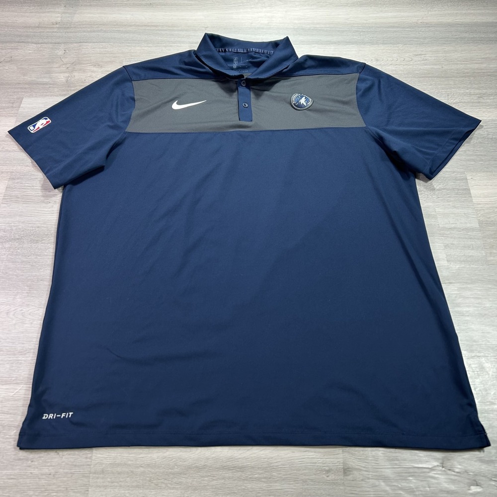 Minnesota Timberwolves Polo Shirt Mens XL Blue NBA Basketball Nike Dri Fit